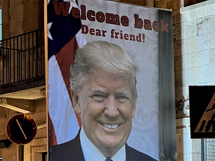 Jerusalem sign celebrates Trump victory: ‘Welcome back dear friend!’