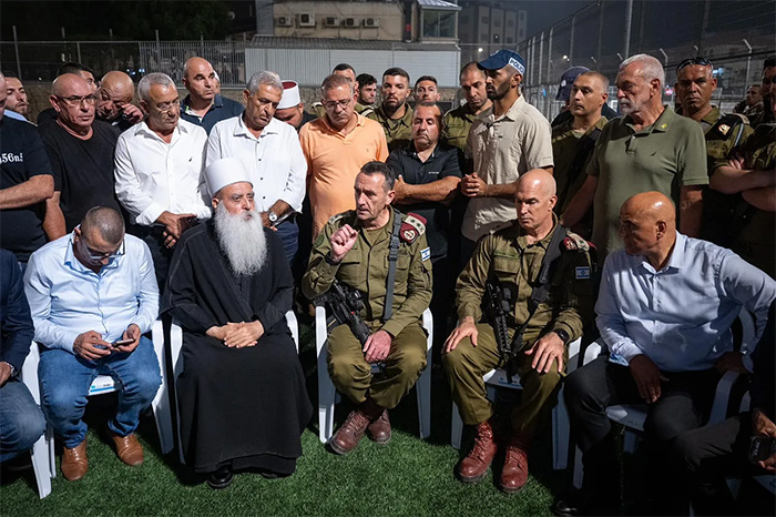 Hours after the attack, the Chief of the General Staff arrived at the soccer field and met with the Head of the Druze community, Shaykh Mowafaq Tarif, and representatives of the local authority 