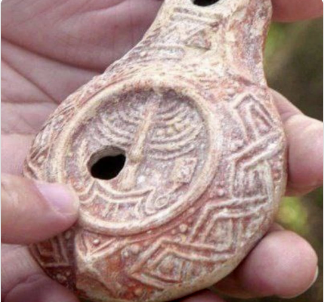 Exquisite Year Old Oil Lamp Bearing A Menorah Excavated